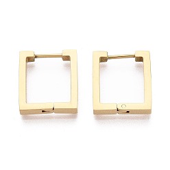 Настоящее золото 18K Серьги из 304 нержавеющей стали, прямоугольные, ионное покрытие (ip), реальный 18 k позолоченный, 17x15x3 мм