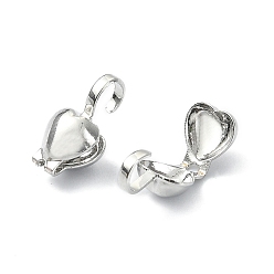 Платинированный Латунной шариковой советы, Калотте заканчивается, крышка раскладушки, без кадмия, без никеля и без свинца, сердце, Реальная платина, 15x5 мм, отверстие : 3 мм, внутренний диаметр: 4x4.5 мм