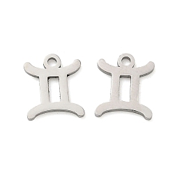 Близнецы 304 Подвески в виде созвездий из нержавеющей стали, Близнецы, 10x8x1 мм, отверстие : 1.2 мм