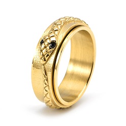 Золотой 304 Вращающиеся кольца для пальцев из нержавеющей стали с микропаве из кубического циркония для мужчин, змея, Кольцо-спиннер для успокоения беспокойства, медитации, золотые, размер США 10 (19.8 мм)