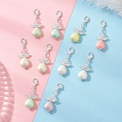 (52) Непрозрачная лаванда Подвеска в форме ангела из непрозрачного акрила, Сплав с застежками когтя омара, разноцветные, 37 мм