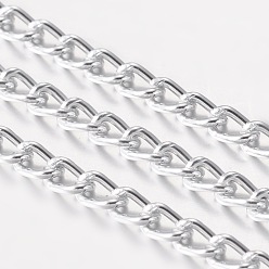 Silver Aluminium Twisted Chains Curb Chains, Unwelded, Oval, Silver, 4.4x2.8x0.8mm