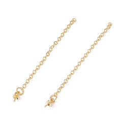 Golden Rack Plating Brass Chain Extender, with Cup Peg Bails, Long-Lasting Plated, Cadmium Free & Lead Free, Golden, 55x1.5x0.3mm