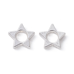 Silver Alloy Hollow Spacer Beads, Long-Lasting Plated, Star Shape, Silver, 10x11x2.5mm, Hole: 1mm