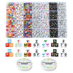 (52) Непрозрачная лаванда 1120 шт 7 стили непрозрачные акриловые бусины, горизонтальное отверстие, кубические, разноцветные, 6~6.5x6x6 мм, отверстие : 3~3.5 мм, 160 шт / стиль