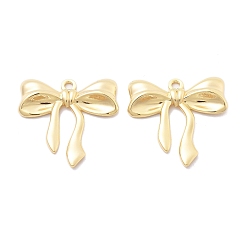 Настоящее золото 18K Латунные подвески, без кадмия, без никеля и без свинца, бантом, реальный 18 k позолоченный, 30x30x4 мм, отверстие : 2.4 мм