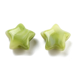 Зеленый Акриловые бусины, звезда, имитация драгоценных камней, зелёные, 14x15x7 мм, отверстие : 2 мм, 617 шт / 500 г