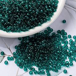 (RR2405) Transparent Teal Миюки круглые бусины рокайль, японский бисер, 8/0, (rr 2405) прозрачный бирюзовый, 3 мм, отверстие : 1 мм, Около 422~455 шт / 10 г