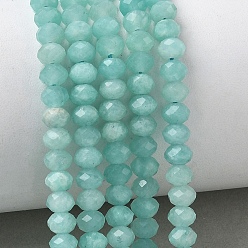 Амазонит Природных амазонит бисер нитей, рондель, граненые, 5~5.5x3~4 мм, отверстие : 0.9 мм, около 105 шт / нитка, 15.35'' (39 см)