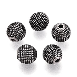 Античное Серебро 304 из нержавеющей стали бусы, круглые, античное серебро, 10x9.5 мм, отверстие : 2 мм