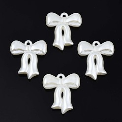 Creamy White Acrylic Imitation Pearl Pendants, Bowknot, Creamy White, 29x25.5x5mm, Hole: 2mm, about 290pcs/500g