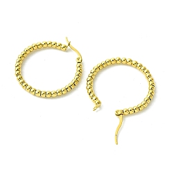 Real 18K Gold Plated 304 Stainless Steel Hoop Earrings for Women, Ring, Real 18K Gold Plated, 31x30x3mm