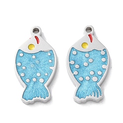 Нержавеющая Сталь Цвет 304 нержавеющей стальной эмали подвески, очарование рыбы, цвет нержавеющей стали, 15.5x8.5x1.5 мм, отверстие : 1 мм