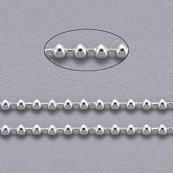 Silver Brass Ball Chains, Long-Lasting Plated, Soldered, with Spool, Cadmium Free & Lead Free, Silver, 1.5mm, about 301.83 Feet(92m)/roll