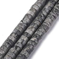 Map Stone Natural Map Stone/Picasso Stone/Picasso Jasper Bead Strands, Heishi Beads, Flat Round/Disc, 6x3mm, Hole: 1mm, about 119~131pcs/strand, 14.76~15.74 inch(37.5~40cm)