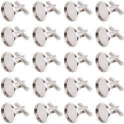 Платина 24шт. латунные запонки, манжеты кнопку, с поддоном, платина, 18x18 мм, лоток : 16 мм