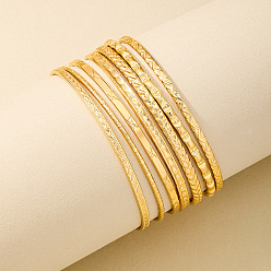 Золотой 7шт 7 стили сплав простые браслеты для женщин, золотые, внутренний диаметр: 2-1/2 дюйм (6.5 см), 1 шт / стиль
