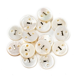 Letter I Кнопки пресноводных оболочки, плоско-круглые, Буква "i", 12x2 мм, отверстие : 1.6 мм