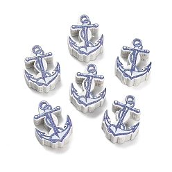 Anchor & Helm Деревянные бусины с принтом в морской тематике, якорь и штурвал, 19.5x15x6 мм, отверстие : 2.5 мм