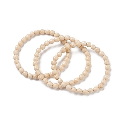 Fossil Natural Fossil Bead Stretch Bracelets, Faceted, Round, 2 inch~2-3/8 inch(5~6cm), Bead: 5.8~6.8mm