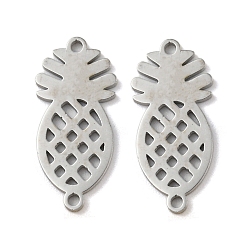 Stainless Steel Color Non-Tarnish 304 Stainless Steel Connector Charms, Pineapple, Stainless Steel Color, 19x8.5x1mm, Hole: 1.2mm