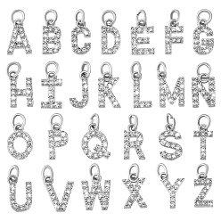 Платинированный 1подвески из латуни с микропаве из прозрачных кубических цирконий, Письмо ~ Z, с целью перехода в кольце, Реальная платина, 11~12x6~9.5x2~3 мм, отверстие : 3 мм