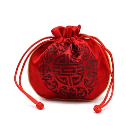 (123L) Белый крем непрозрачный блеск Тканевые мешочки в китайском стиле, сумки на шнурке для хранения ювелирных изделий, полукруглый, огнеупорный кирпич, 11x11 см