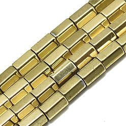Real 18K Gold Plated Electroplate Non-magnetic Synthetic Hematite Beads Strands, Hexagon, Real 18K Gold Plated, 6x4x4mm, Hole: 1mm, about 57~58pcs/Strand, 15.75 inch(40cm)