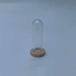 Rauchig Glaskuppelabdeckung, dekorative Vitrine, Glasglocke Terrarium mit Holzsockel, rauchig, 40x12 mm