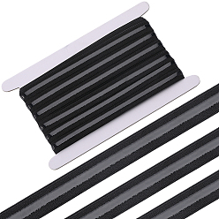 Черный 10 ярдов плоский эластичный шнур, с силиконовым, тесьма нескользящая эластичная лента, для аксессуаров для волос, одежда, свадьба, чёрные, 15x2 мм, силикон: 5 мм