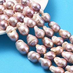 Серо-розавый Нити натуральных бусин с ядровым жемчугом, барочная жемчужина кеши жемчужина, самородки, класс 3а+, увядшая роза, 15~22x12~13.5 мм, отверстие : 0.5 мм, около 21~23 шт / нитка, 15.75~16.14 дюйм (40~41 см)