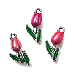 (52) Непрозрачная лаванда Подвески из эмали и сплава, цветок, разноцветные, 16x7x5 мм, отверстие : 1.2 мм