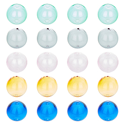 Mixed Color Handmade Blown Glass Beads, Round, Mixed Color, 16x16mm, Hole: 1~2mm,  5 colors, 4pcs/color, 20pcs/box
