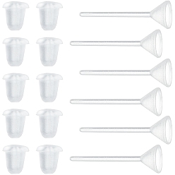 Прозрачный 500пластиковые серьги-гвоздики, настройки серьги для горного хрусталя, 500 ушные гайки, прозрачные, 15x5 мм, штифты : 0.7 мм, внутренний диаметр: 5 мм