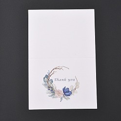 Flower Paper Greeting Card, Word Thank You Rectangle Card, Flower Pattern, 140x94x0.3mm