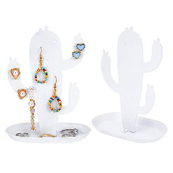 Белый Железные складные стойки для ожерелья, держатель органайзера для ожерелья, с пластиной для хранения, форма кактуса, белые, готовое изделие: 12x7x16 см, о 2 шт / комплект