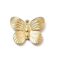 Бабочка 304 из нержавеющей стали горный хрусталь подвески, реальный 18 k позолоченный, бабочка, 16x20x3 мм, отверстие : 1.2 мм
