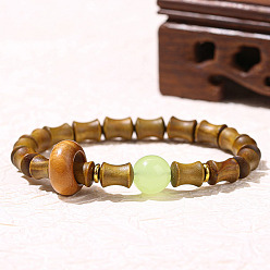 Дерево Браслеты из натуральных круглых бусин из верауда, бамбук, внутренний диаметр: 2-1/8 дюйм (5.5 см)