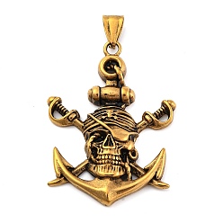 Античное Золото 304 из нержавеющей стали большие кулоны, якорь с пиратским шармом, античное золото , 51.5x37.5x5 мм, отверстие : 8x4.5 мм