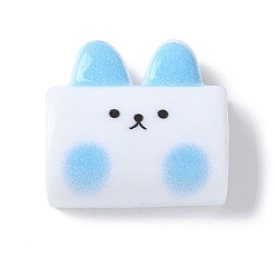 Светло-Голубой Непрозрачные кабошоны из смолы, кролик, Небесно-голубой, 23x24.5x10 мм