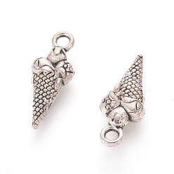 Античное Серебро Подвески из сплава , мороженое, античное серебро, без кадмия, без никеля и без свинца, 18.5x7x4 мм, отверстие : 2 мм