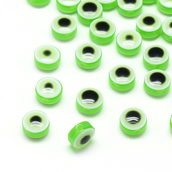 Бледно-Зеленый Бусины из cмолы, плоско-круглые, злые глаза, бледно-зеленый, 10~11x5~7 мм, отверстие : 2 мм