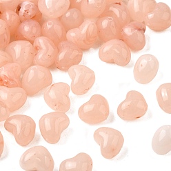 Персиковый Слойка Прозрачные акриловые бусины, сердце, два тона, розовые, 10x13x9 мм, отверстие : 1.6 мм, Около 714 шт / 500 г
