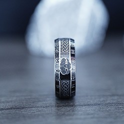 Античное Серебро Кольца в стиле викингов в стиле ретро 304 из нержавеющей стали, античное серебро, размер США 9 (18.9 мм)