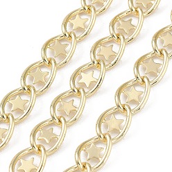 Real 18K Gold Plated Rack Plating Brass Curb Chains, Long-Lasting Plated, Soldered, with Spool, Lead Free & Cadmium Free, Real 18K Gold Plated, Link: 11x7x1mm