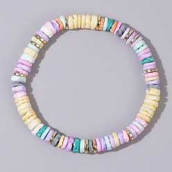 (52) Непрозрачная лаванда Бохо-стиль жемчужные ракушки бусины хейши эластичные браслеты для женщин, разноцветные