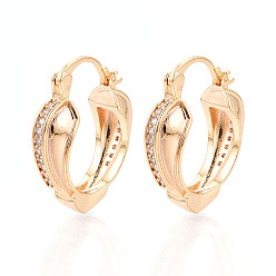 Настоящее золото 18K Серьги-кольца в форме сердца с микропаве из кубических цирконий из латуни, реальный 18 k позолоченный, 22.5x19x7 мм