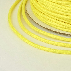 Yellow Eco-Friendly Korean Waxed Polyester Cord, Yellow, 1mm, about 169.51~174.98 Yards(155~160m)/Roll