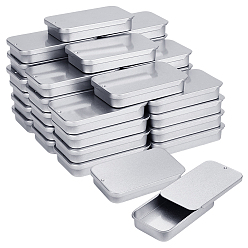 Серебро 80 шт. жестяные коробки для хранения безделушек с раздвижной крышкой, прямоугольные, серебряные, 6x3.4x1.05 см