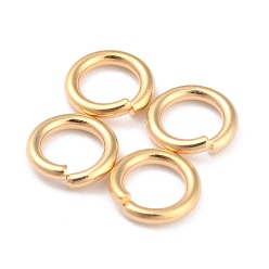 Chapado en Oro Real de 24K Anillos de salto de latón con revestimiento de bastidor, anillos del salto abiertos, larga duración plateado, real 24 k chapado en oro, 6x1 mm, 18 calibre, diámetro interior: 4 mm
